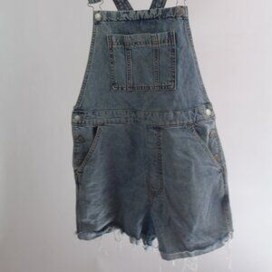 Women's Overall Denim Shorts Size Medium Loose Fit